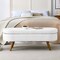 Linen Upholstered Modern Storage Bench with Wood Legs and Flip-Top